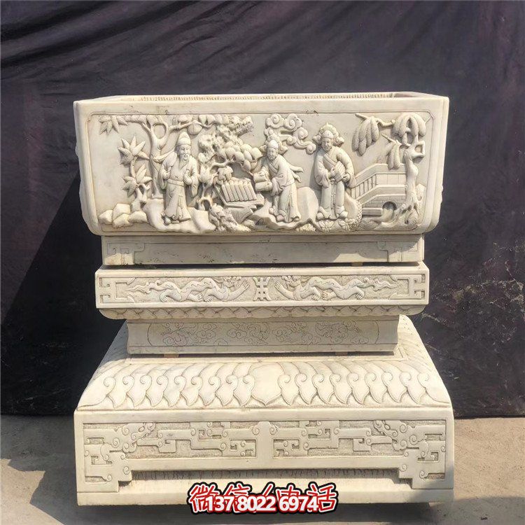 大理石石雕戶(hù)外園林景觀(guān)浮雕石槽雕塑