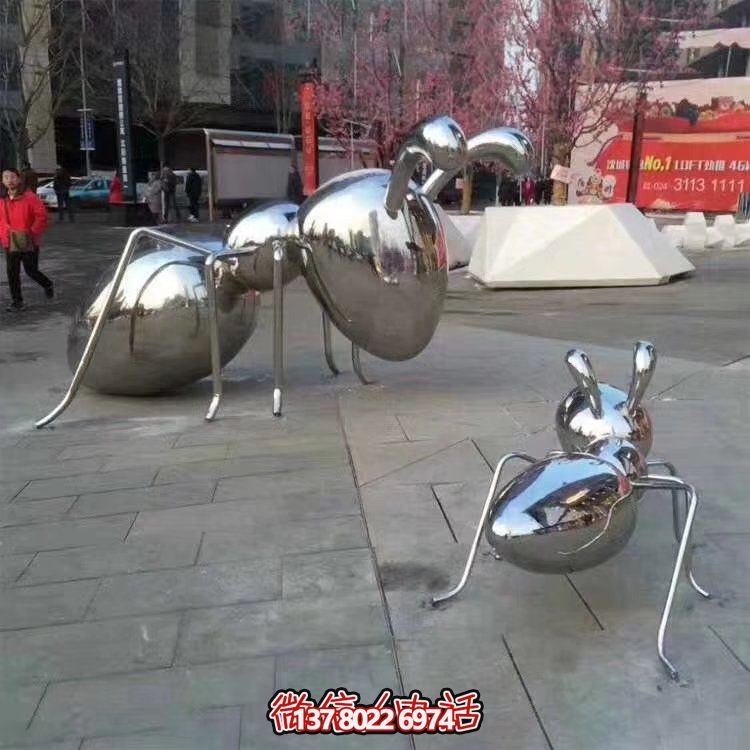 鏡面螞蟻雕塑不銹鋼動(dòng)物大型金屬造型擺件城市廣場(chǎng)景觀(guān)雕塑