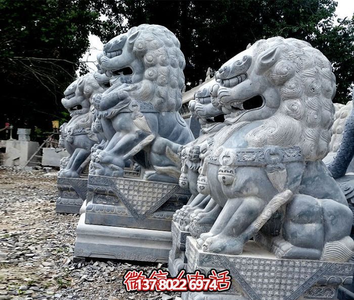 庭院祠堂創(chuàng  )意青石石雕抽象獅子雕塑