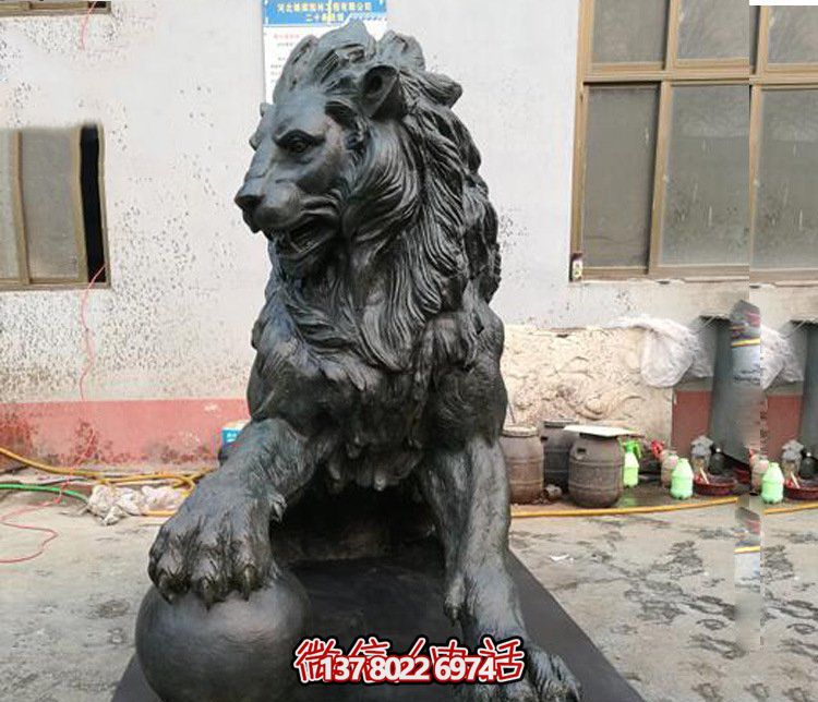 戶(hù)外景區不銹鋼仿銅石雕獅子雕塑
