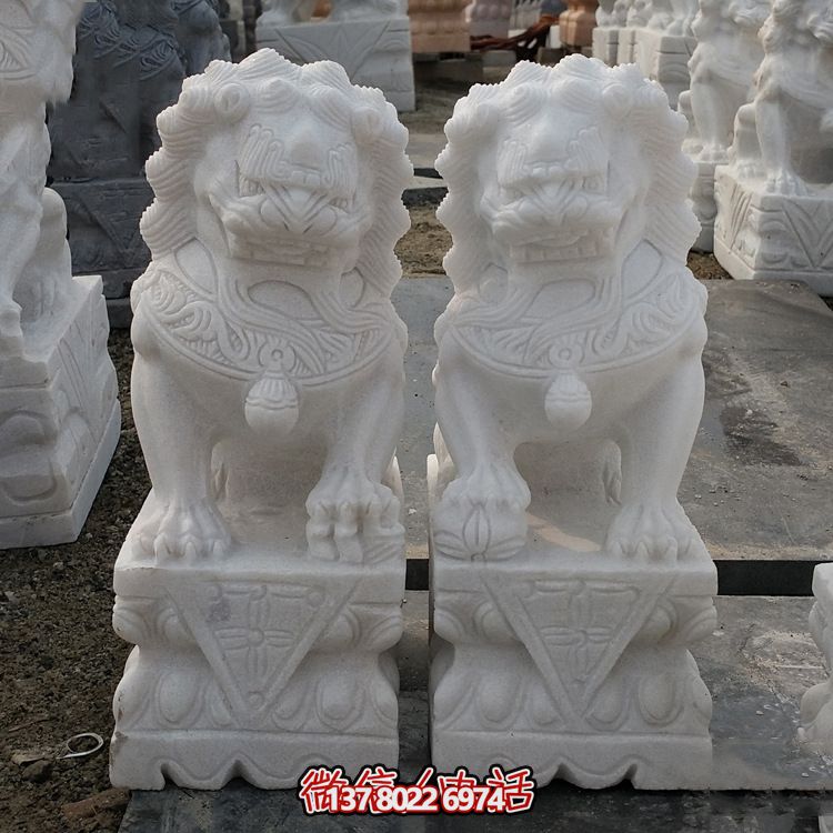 漢白玉精雕園林別墅門(mén)前擺放招財祈福獅子雕塑擺件 漢白玉精雕園林別墅門(mén)前擺放招財祈福獅子雕塑擺件