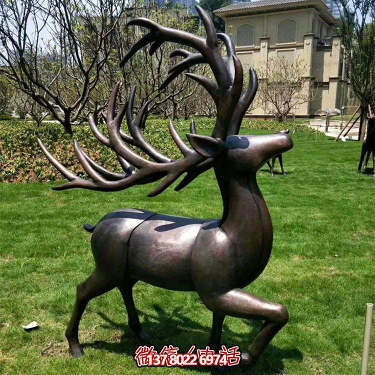 玻璃鋼仿銅戶(hù)外園林動(dòng)物景觀(guān)梅花鹿雕塑