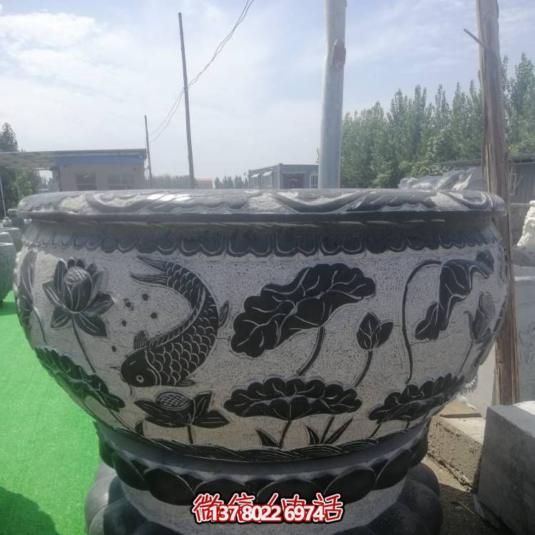 大型青石石雕戶(hù)外園林景觀(guān)流水擺件花盆