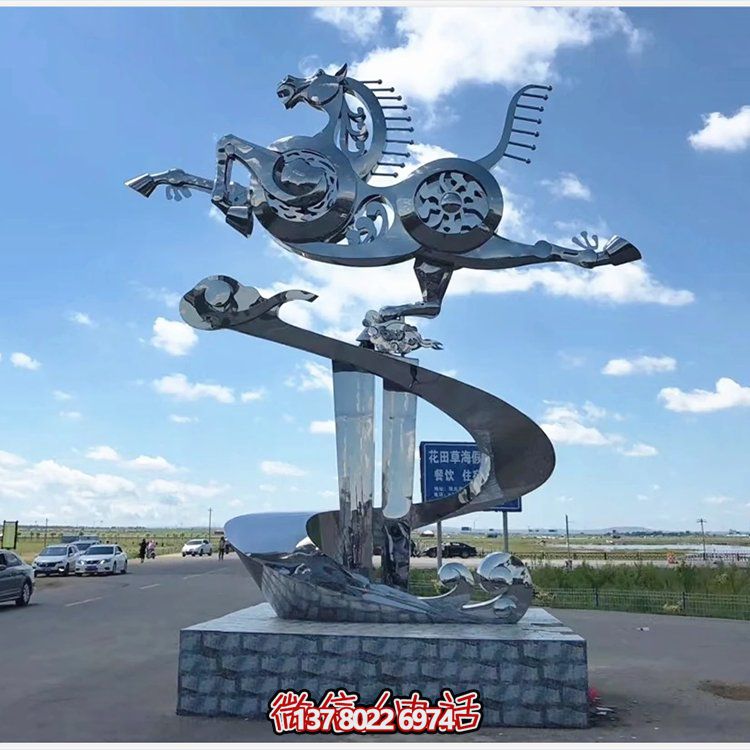 廣場(chǎng)不銹鋼抽象飛馬景觀(guān)標志雕塑