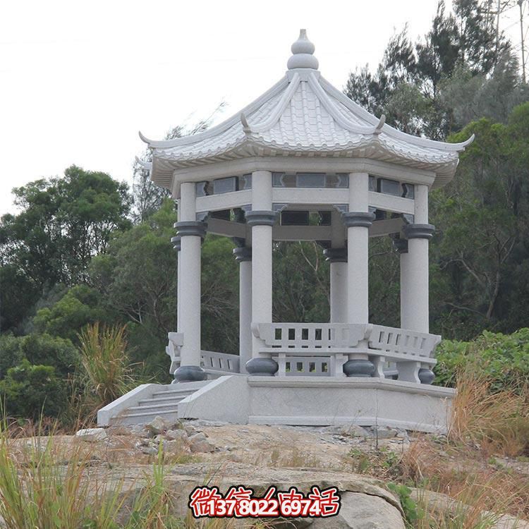 戶(hù)外景區景點(diǎn)中式大理石石雕休息乘涼涼亭