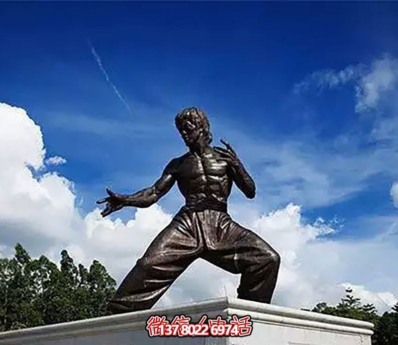 廣場(chǎng)景區銅雕功夫明星李小龍雕塑