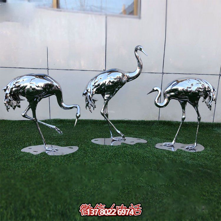 鏡面戶(hù)外不銹鋼動(dòng)物景觀(guān)抽象火烈鳥(niǎo)雕塑