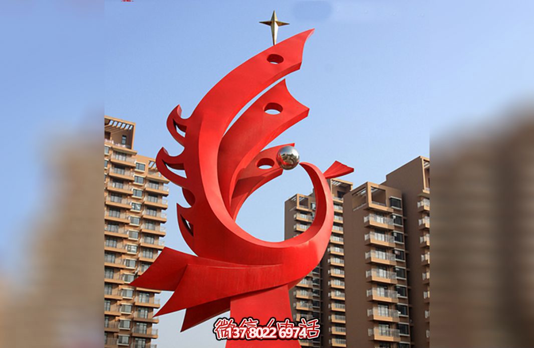 城市創(chuàng )意抽象玻璃鋼紅色鳳凰雕塑 城市創(chuàng )意抽象玻璃鋼紅色鳳凰雕塑
