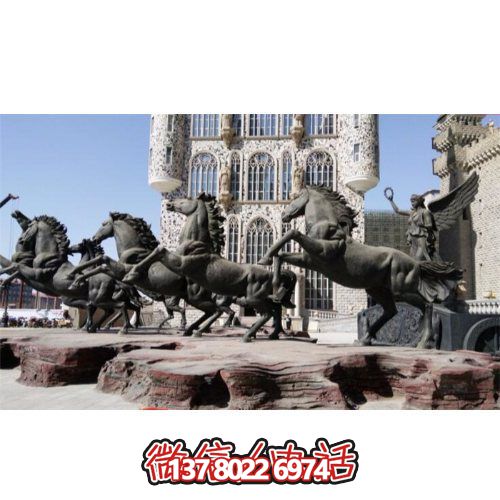 景區廣場(chǎng)擺放玻璃鋼仿銅阿波羅戰車(chē)雕像
